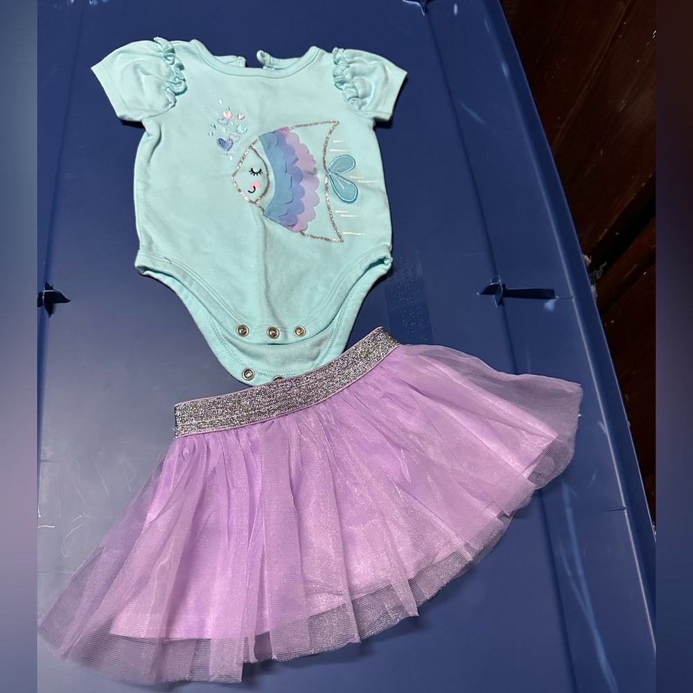 Fish onesie with tutu size 0-3